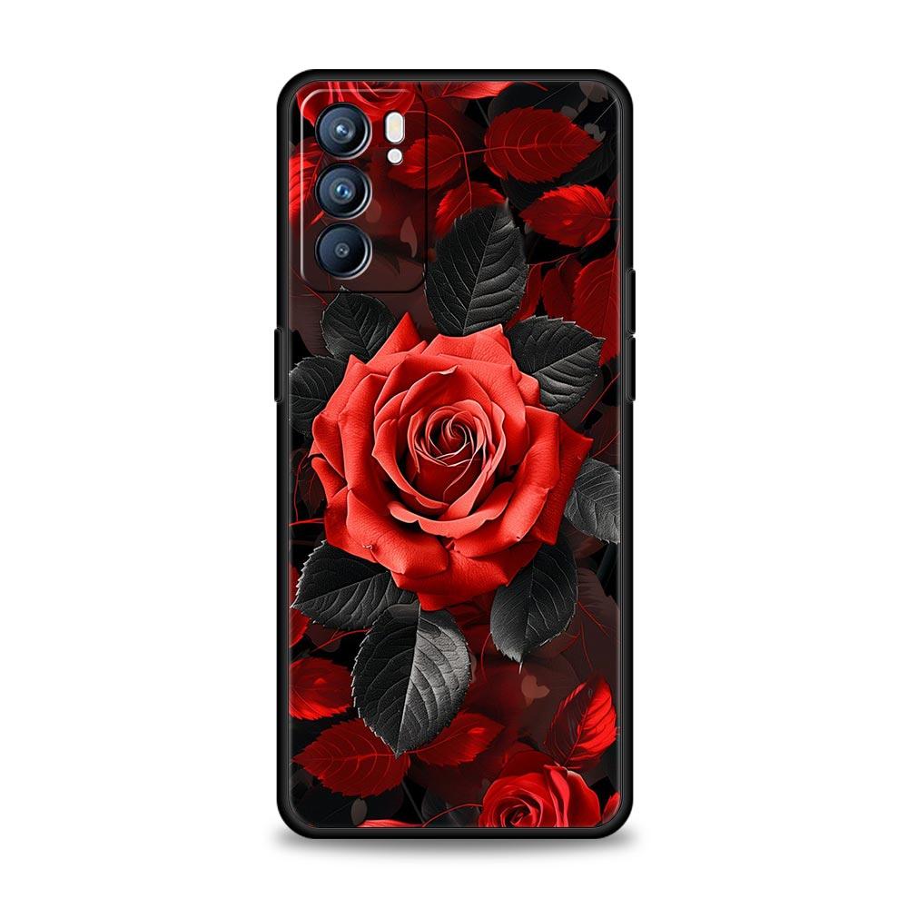 Beautiful Red Rose Flowers Phone Case For Oppo Reno8 Reno7 Reno6 Pro A54 5G Find X6 X5 A53 A52 A9 A15 A95 A17 A16 A57 A31 Cover