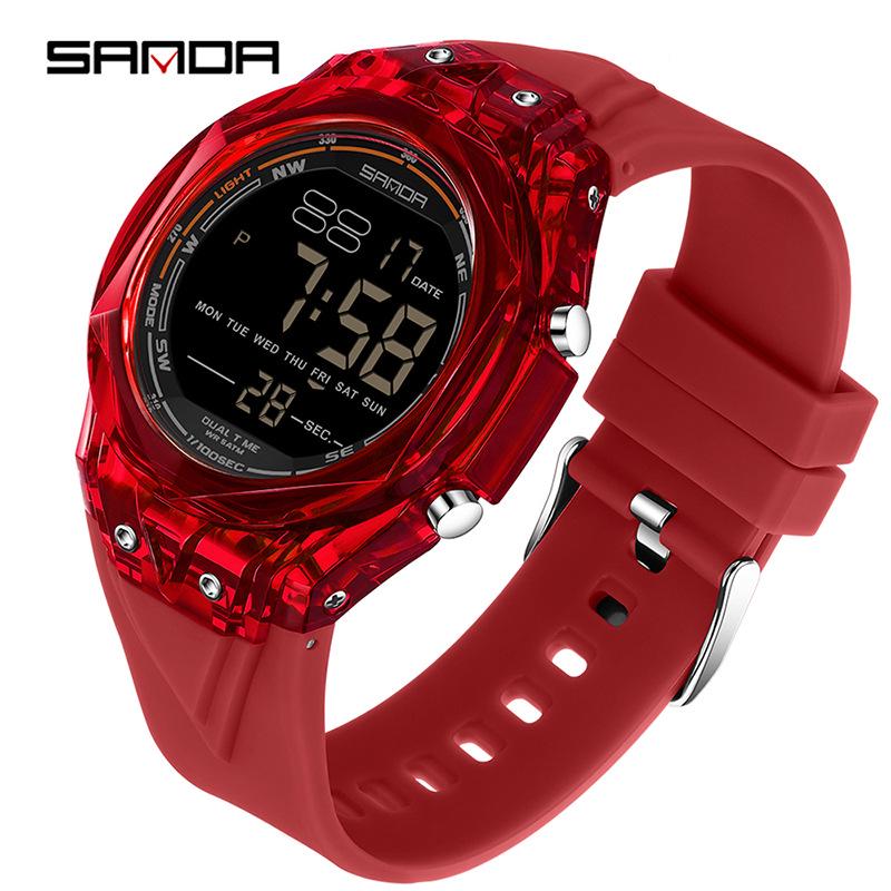 Sanda Waterproof Sports Watch: Multifunctional with Countdown, Dual Time Zone, Alarm for Students