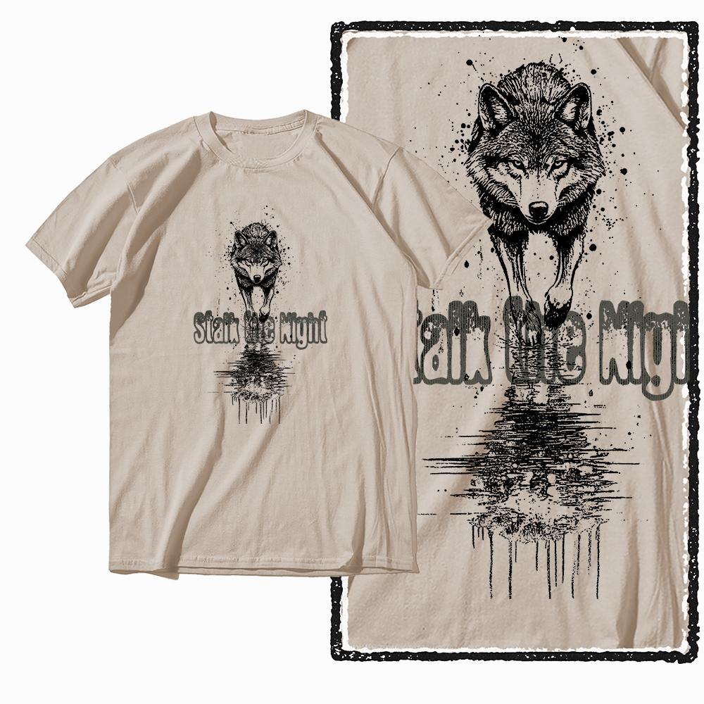 Coolmind MAE 100% Cotton Wolf Printed Exclusive Graphic Men T Shirt Big Size Streetwear Men Tshirt for Men T-shirt Tee Shirts