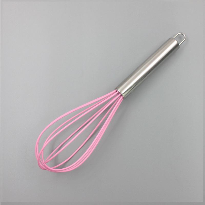 Stainless Steel Silicone Whisk - Handheld Cake Cream Beater Mixer Tool