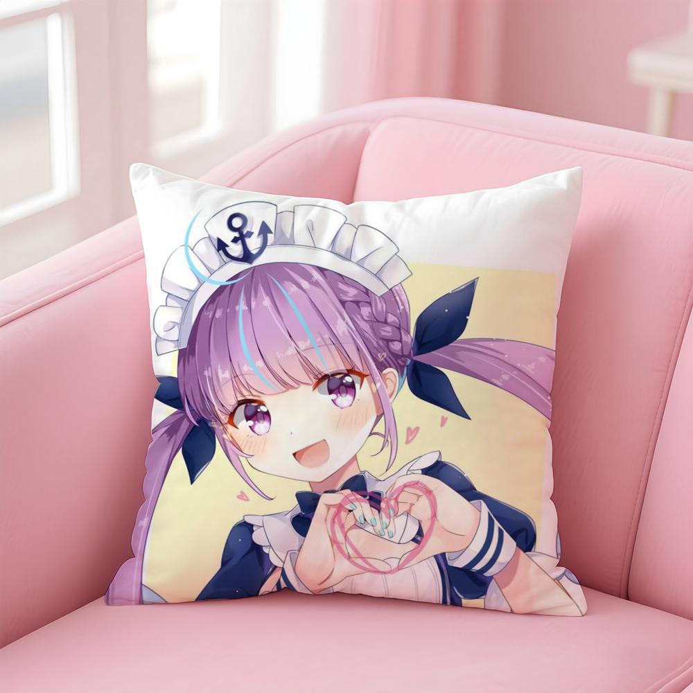 H-Hololive M-Minato Aqua Cushion Cover Comfortable Reversible Pillow Cover Ideal for Car Sofa Bedroom & Beyond