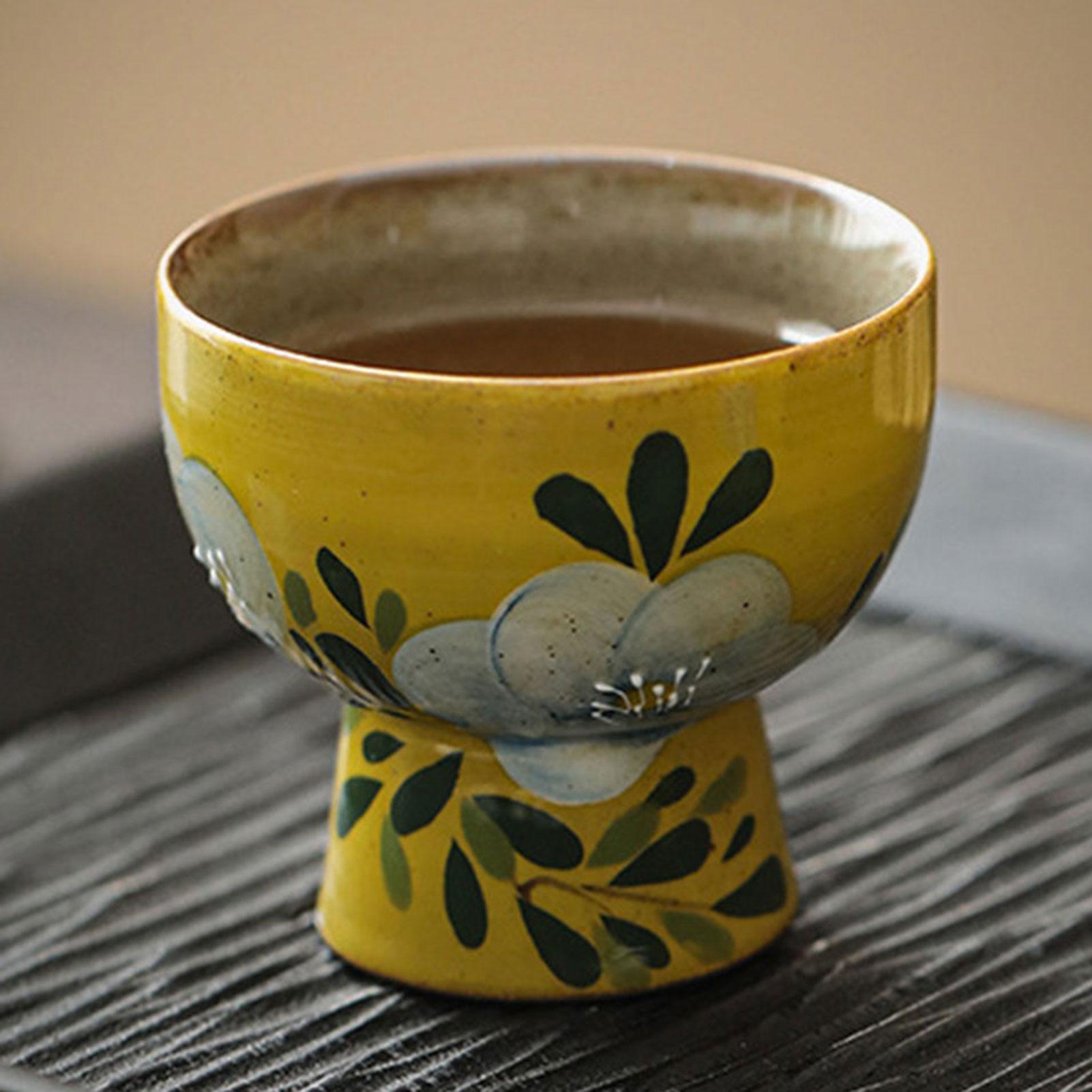

Camellias Ceramic Teacup Small Sips Cup Hand Painted Flower Mouth Master Cup for Home Party China Mainland