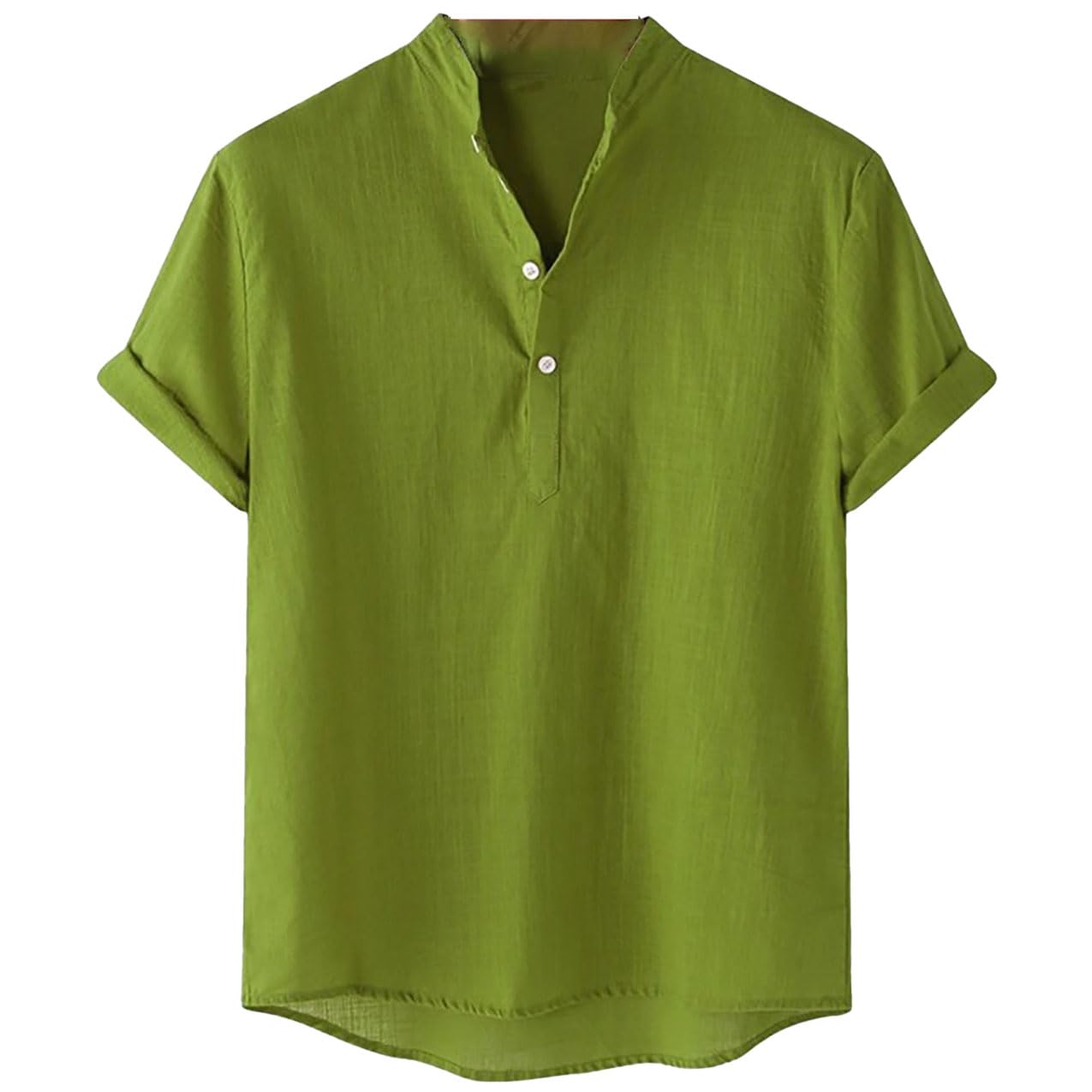 

Льняной летний топ с коротким рукавом, однотонный, без воротника, со спущенным плечом, кроеный и шитый для мужчин [Zon Smaids] футболка (зеленый, 4XL) зелёный