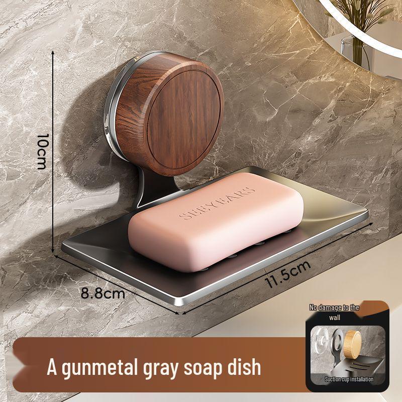Wall-Mounted No-Punch Suction Cup Soap Dish for Bathroom