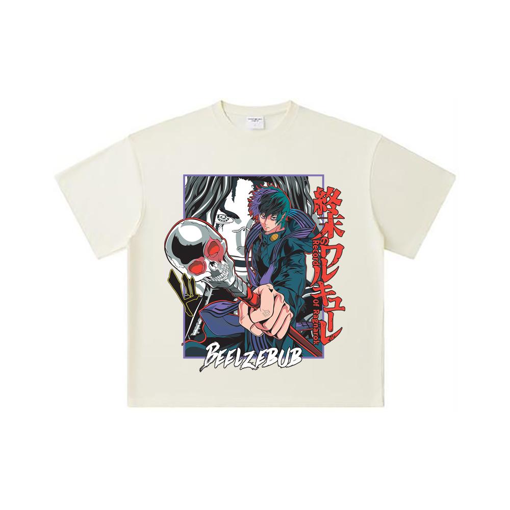 260 GSM Double Yarn 32 Count 100% Cotton Record of Ragnarok V4 Beelzebub Print Unisex Heavy Cotton T Shirt