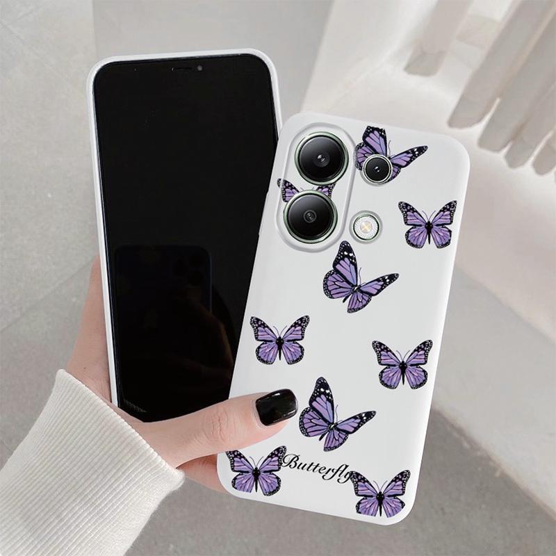 Butterfly Patterned Soft Silicone Case For Samsung A55 A35 M35 Xiaomi Redmi Note 13 Pro iPhone Huawei Honor Realme Camera Protective Shockproof Cover