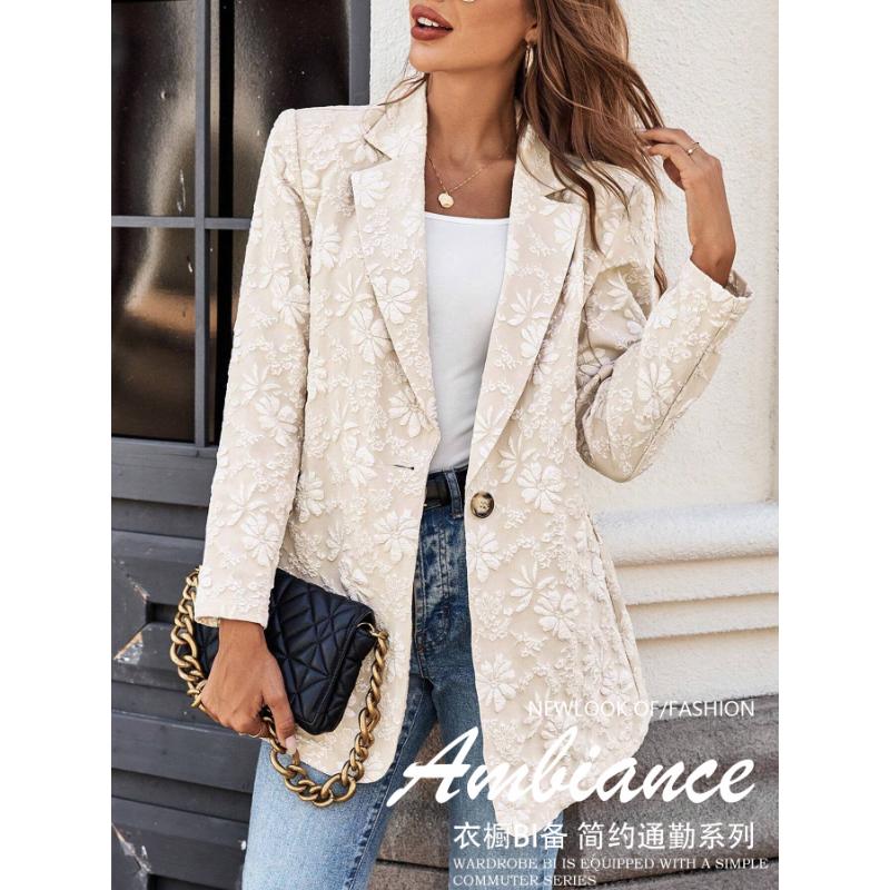 2025 Herbst und Winter Neuer Jacquard-Anzug Einzelknopf Slim Temperament Pendler Arbeitsplatzjacke für Damen