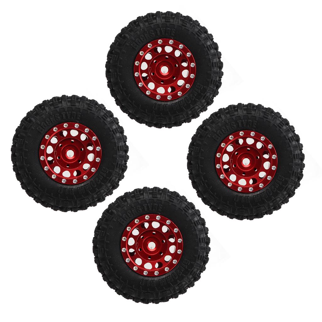4pcs RC Tire and Wheels Set Aluminum Alloy Rims Hub Rubber Tires for Axial SCX24 1 24 RC Car