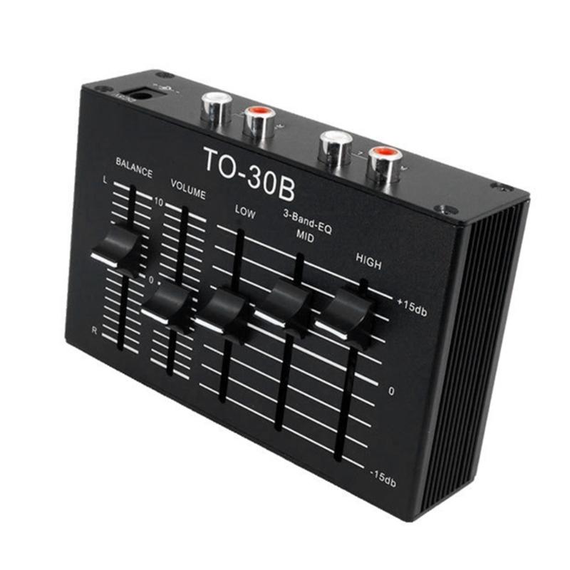 Tragbarer Stereo-Audio-Vorverstärker mit Bass-, Mitten- und Höhenregelung, Stummschaltung und Stereo-Balance-Regler