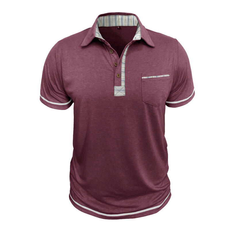 Men's Short Sleeve Polo Shirt Solid Color Casual Tops Breathable Business T-Shirt for Summer