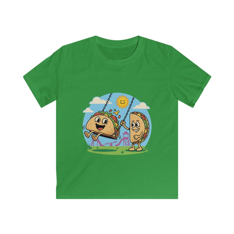 Kids Taco and Tortilla Playground Tee | Playful Food Cartoon Shirt 160