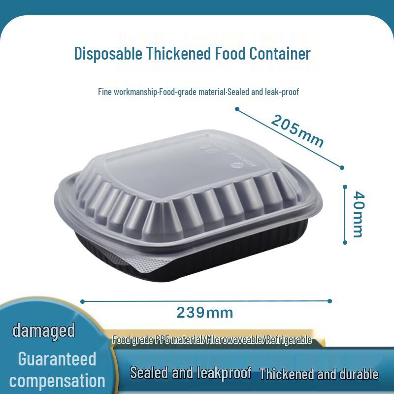 Disposable Black Single-Compartment Takeaway Food Container