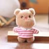 Clothes Wear Stripe Bear Pendant Plush Animal Toy Doll Bag Keychain Pendant