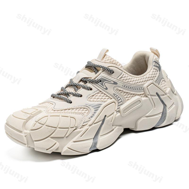 Madingi nišiniai vyriški žemo profilio kasdieniai sportbačiai su storu padu 2025 m. rudens naujiena tinklelis kvėpuojantis patogūs madingi universalūs masyvūs sportbačiai