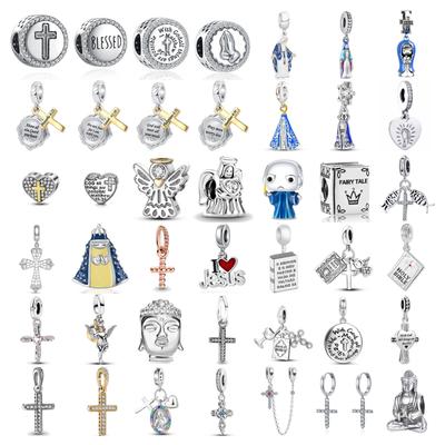 Serie Religiosa Fina Cobre Jesús Biblia DIY Colgante Cruz de Cuentas Encaja Pulsera Original Amuletos Joyería Figura Buda Encanto
