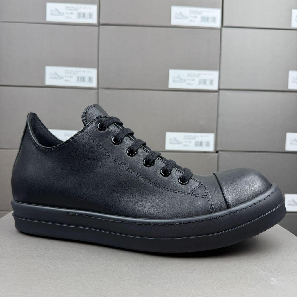Herren Dark Vollnarbenleder Low-Top Skate-Schuhe - Unisex Klassisch & Trendig