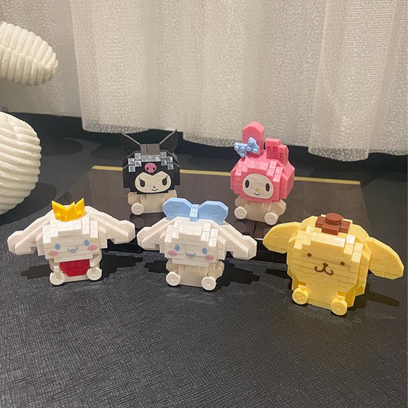 Cartoon Figurine Building Blocks: Kuromi, Cinnamoroll & Melody Rabbit - Educational Toy Blind Box for Kids