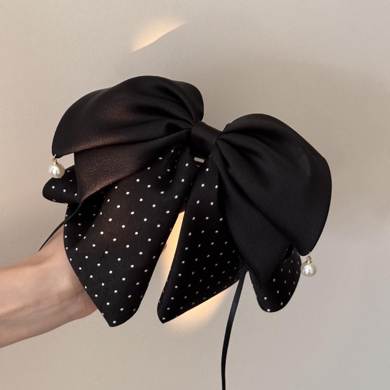 Korean Black Red Pearl Bow Hair Clips Shark Hair Claw Clip Hairpins Spring Clip  Ponytail Barrettes Hair Accessories