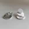 Vintage dreischichtige runde geometrische Ohrstecker aus 925er Silber für Damen