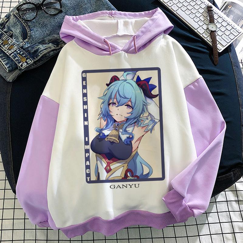 Hoodies Game Genshin Impact Splicing Women 3D Long Sleeve Couple Sweatshirt Pullover Cosplay Oversized Girls Hoodie