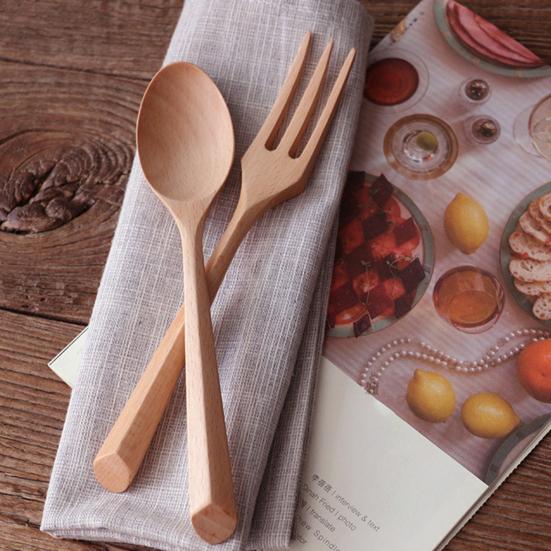 Wooden Spoon Practical Retro Fine Workmanship Japanese Style Anti-slip Fork Cutlery