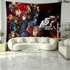 Persona 5 Wall Tapestry Aesthetic Wall Hanging Printed Fabric Blanket Decorative Tapestries for Bedroom Living Room Home Decor