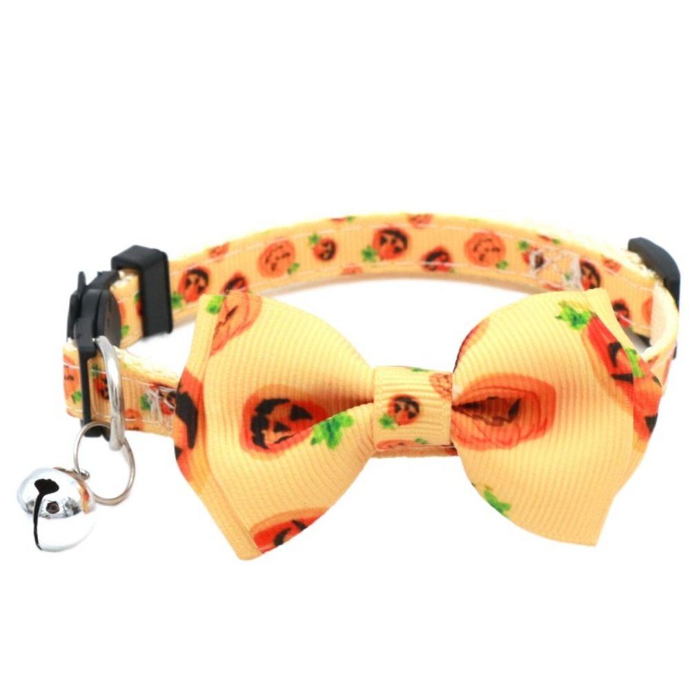 

С колокольчиком Котенок Тыква Ожерелье Регулируемый Кот Тыква Галстук-бабочка Хэллоуин Кошка Ошейник Фотография A