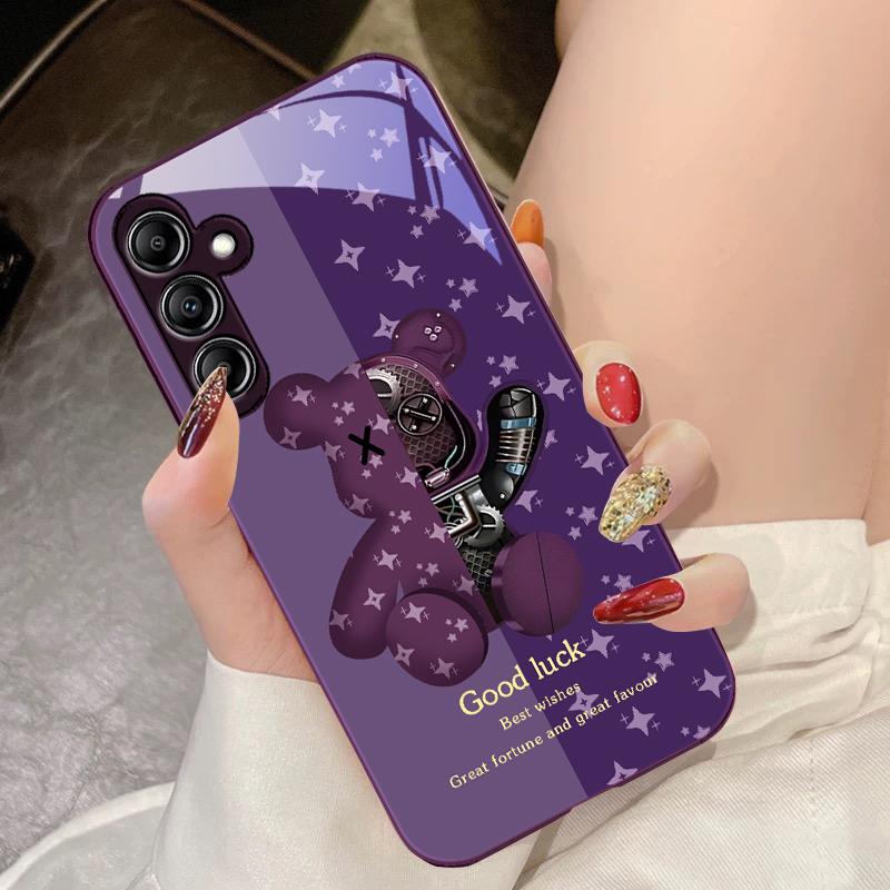 Brown Machine Bear For Samsung Galaxy A14 4G 20 30 52 20S 21S 22 A32 33 34 42 50 51 53 54 70 71 72 73 5G Glass Phone Case