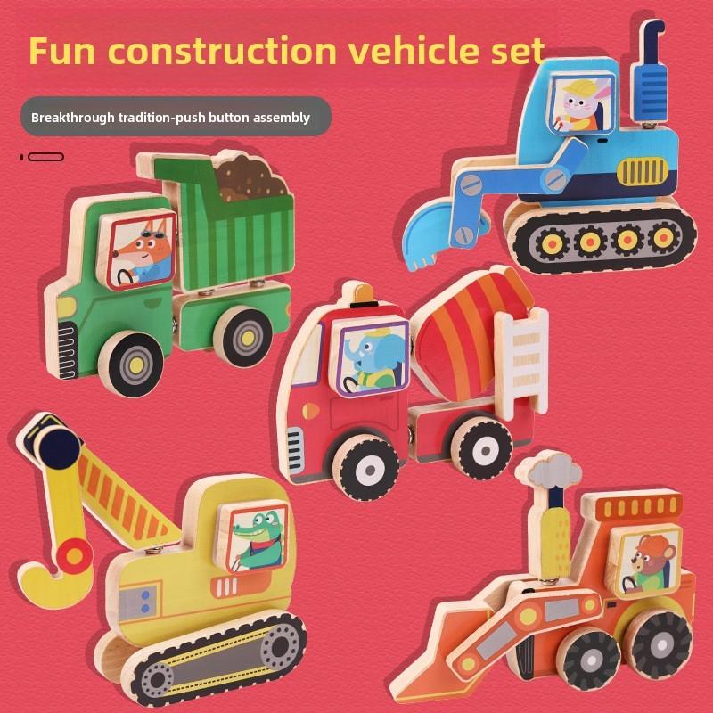 Wooden Construction Vehicle Toy Set For Stem Science Experiments And Educational Play