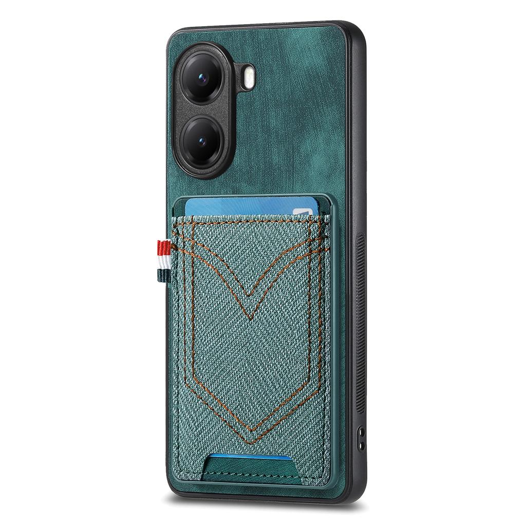 For Xiaomi Poco X7 Pro 5G/Xiaomi Redmi Turbo 4 5G Phone Case Retro Jean Cloth Texture Leather Back Cover with Card Holder