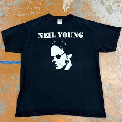 Neil Young Gesicht Unisex Schwarzes Baumwoll-T-Shirt