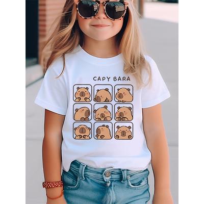 Kinderbekleidung Kawaii Cartoon Capybara Print Kurzarm T-Shirt Niedliches Capybara Liebhaber Geschenk Tier Capybaras Harajuku T-Shirt