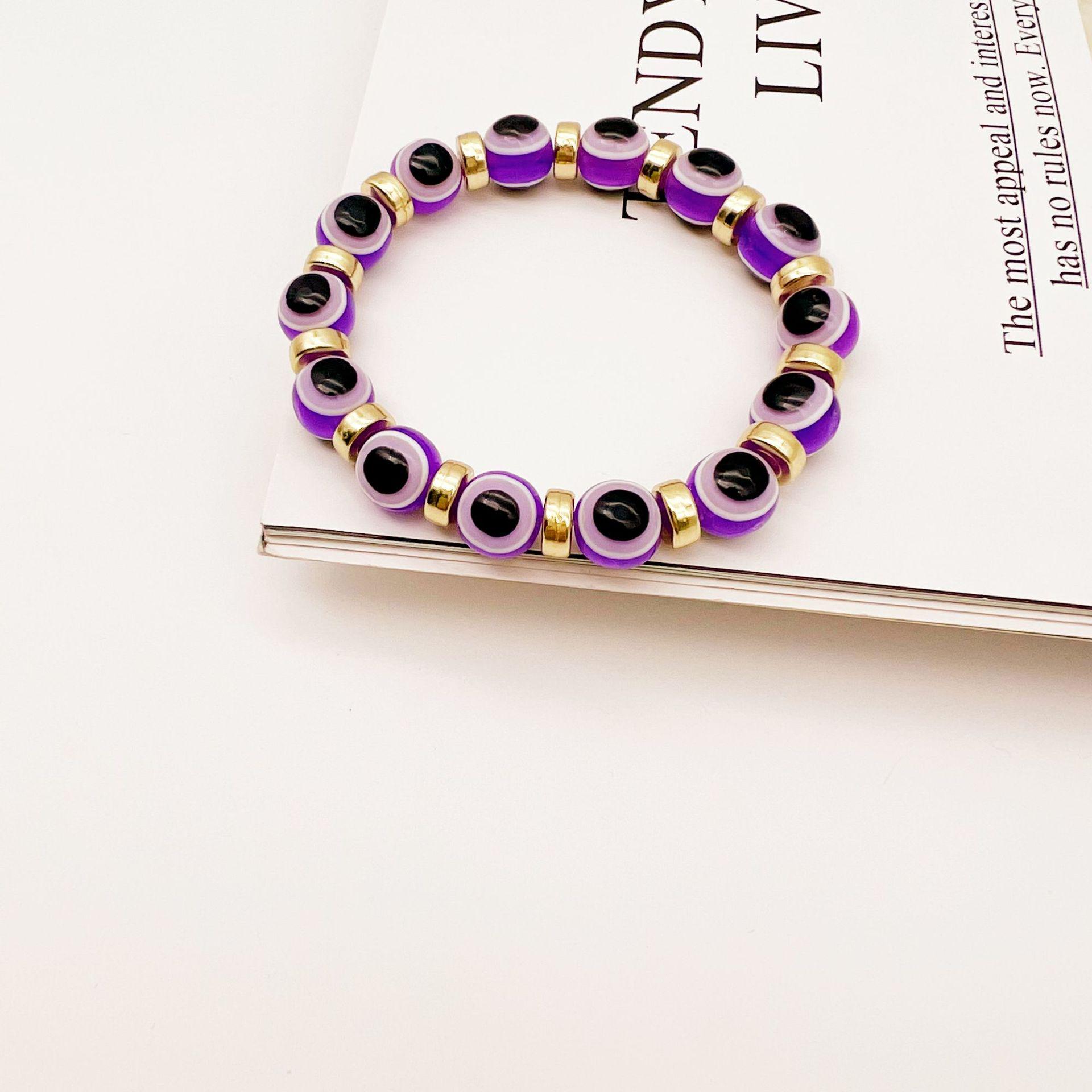 

European & Turkish Blue Eyes Stretch Beaded Gold Bracelet - Simple Versatile Style