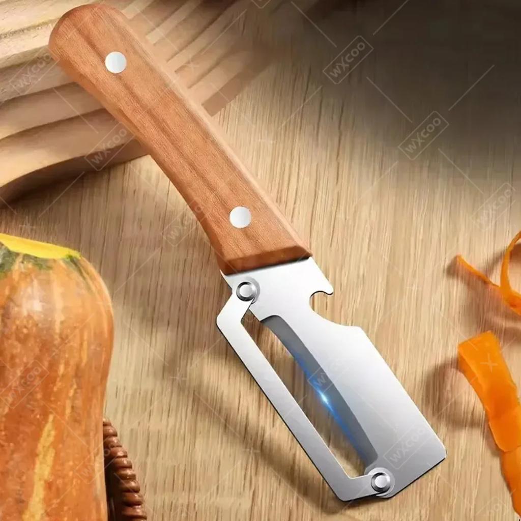 Pelador de Cocina Multifunción de Acero Inoxidable Específico para Cocina para Cortar Frutas y Verduras con Mango de Madera/Acero