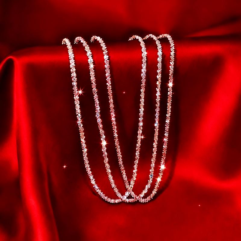 

Серебряное Искрящееся Ожерелье на Ключицы для Женщин – Универсальная и Модная Цепочка для Свитера, Элегантный Подарок для Девушки Thickened White Copper Plating