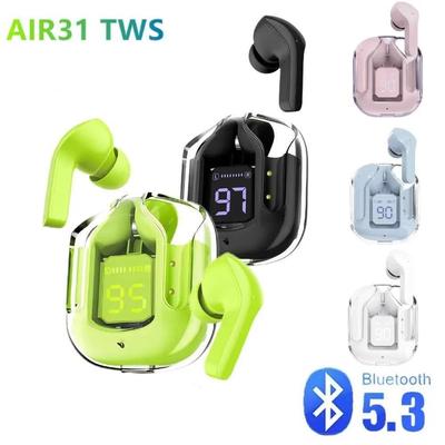 1 par de fones de ouvido sem fio Bluetooth TWS, fones de ouvido transparentes com tela digital, fones de ouvido com cancelamento de ruído para jogos, BT30, Air31