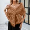 Women's Winter Fashion Faux Fr Scarf Shawl Coat