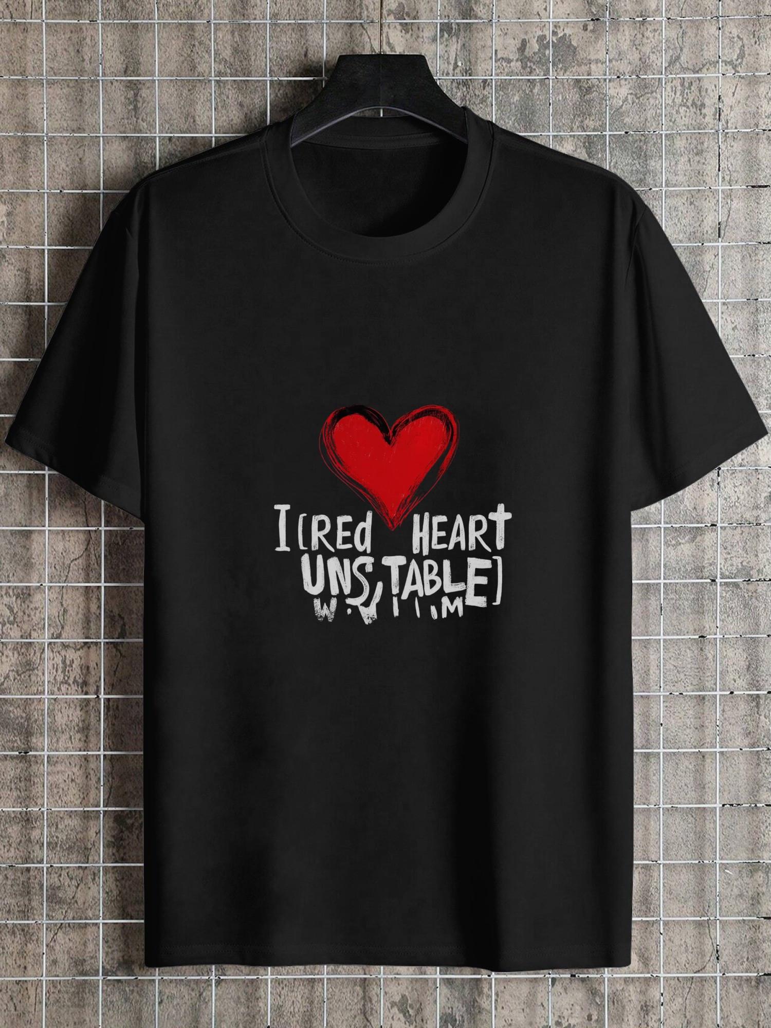 1pc bold heart symbol mentally unstable women graphic T-shirt XL