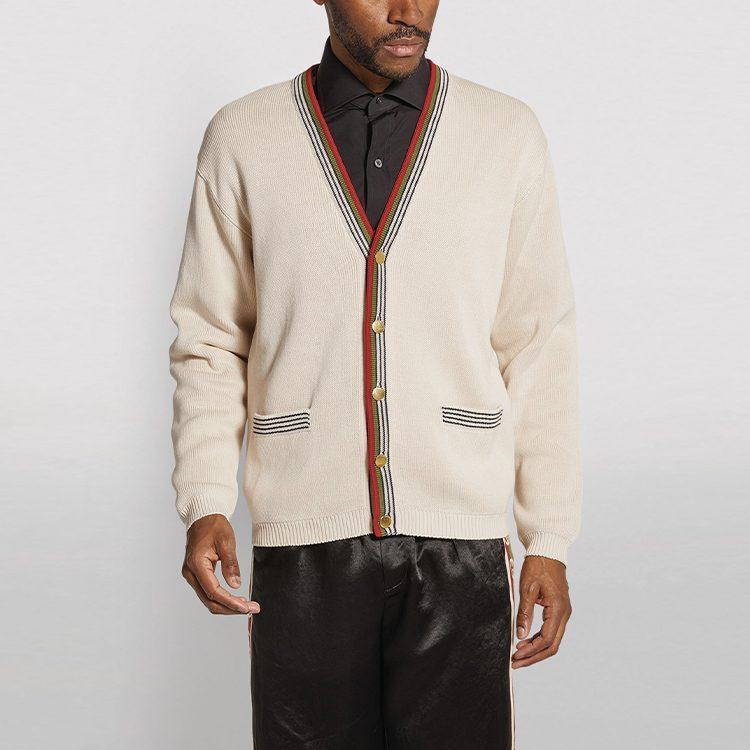 GUCCI Knitwear Men's Ecru V Neck Moderate 626268-XKBFU-9750