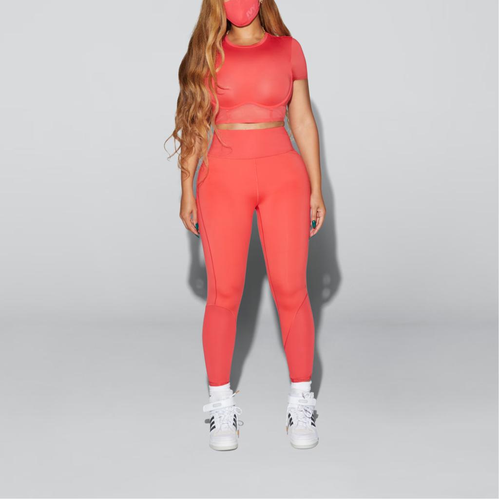 Adidas X Ivy Park Collaboration Tight Round Neck Solid Color Short Sleeve Sports Bra Women Sports Bra Pink GT8982