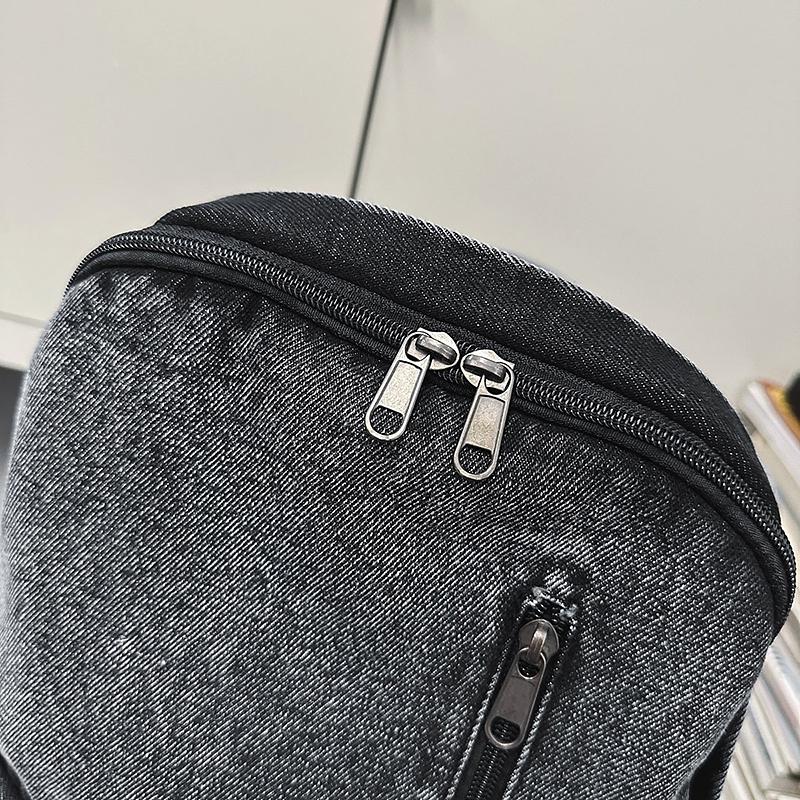 Vintage Solid Color Denim Backpack Large Capacity Travel Backpack Middle School Student Schoolbag