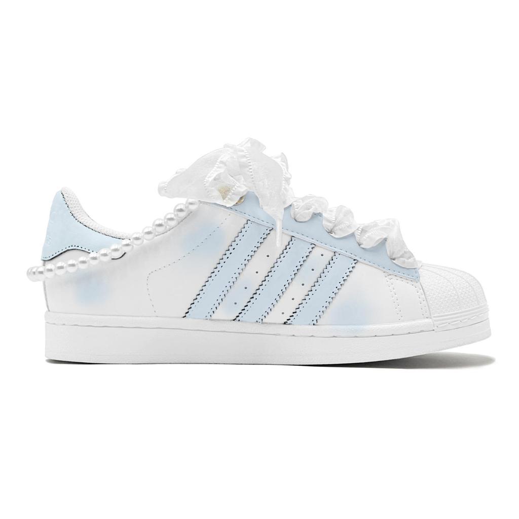 adidas Originals Superstar 2 Romantic Gift Low Top Casual Skate Shoes Unisex Blue White IH8659(TeamS2-S-BOX)