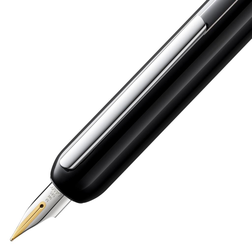 LAMY Dialog Piano Black Fountain Pen Patented Capless Fountain Pen with 14K Gold Partially Extra Fine Point Includes LAMY T10 Blue Ink Cartridge -