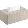 KINGFOM Tissue Case, Modern PU Leather with Stripes, Tissue Cover Box, Paper Towel Case, Tissue Holder, Stylish, Available In 3 Colors, Holds 150-250