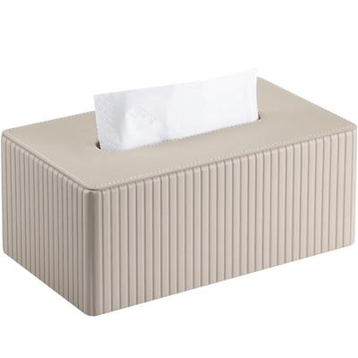 KINGFOM Tissue Case, Modern PU Leather with Stripes, Tissue Cover Box, Paper Towel Case, Tissue Holder, Stylish, Available In 3 Colors, Holds 150-250