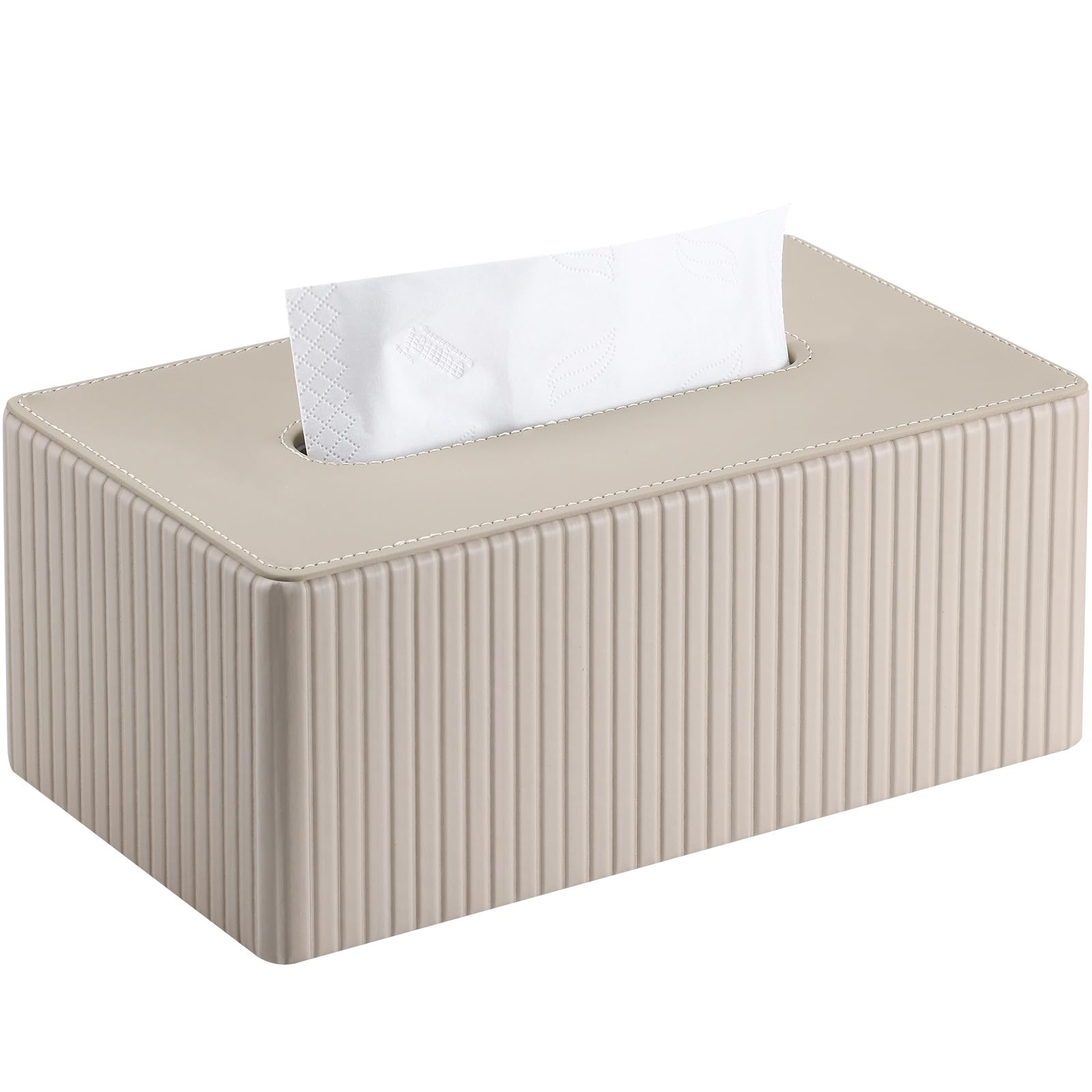 

KINGFOM Tissue Case, Modern PU Leather with Stripes, Tissue Cover Box, Paper Towel Case, Tissue Holder, Stylish, Available in 3 Colors, Holds 150-250