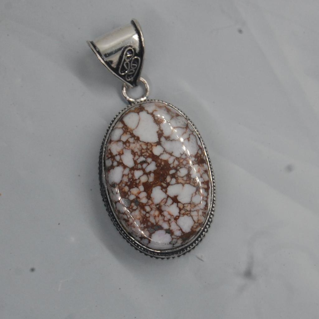 Naturalny Magnezyt Jaspis Dzikiego Konia Srebro Próby 925 Wisiorek Biżuteria, Ręcznie Robiony Wisiorek Projektanta