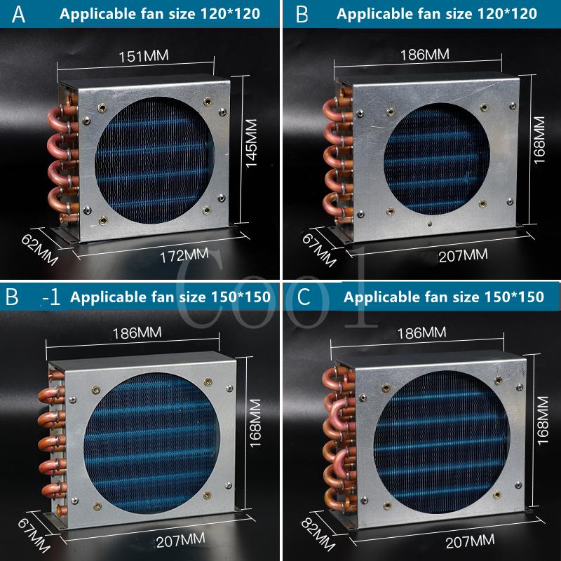 Refrigerator condenser radiator with fan small air-cooled cooling universal copper tube fin-type freezer radiator 120*120 fan