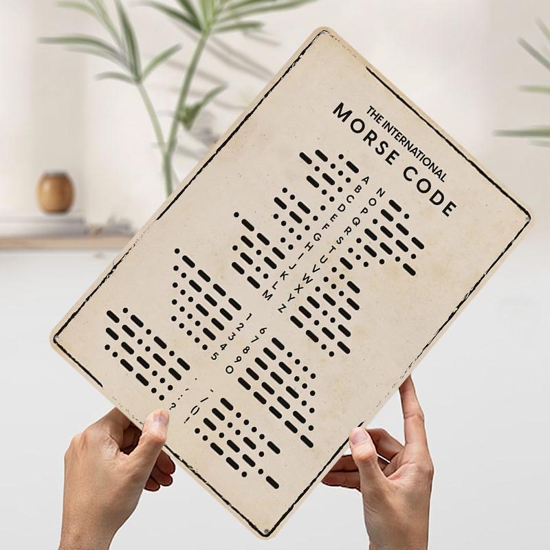 MORSE CODE Tin Plaque Poster Customized Wall Art Retro Vintage Metal Signs for Man Cave Office Decoration Room Bar Accessories