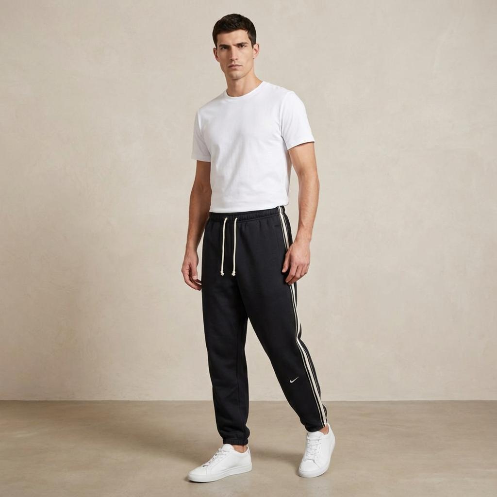 Nike Casual Simple Lace-Up Cuffed Knitted Sports Pants Men Bottoms Black HJ3884010